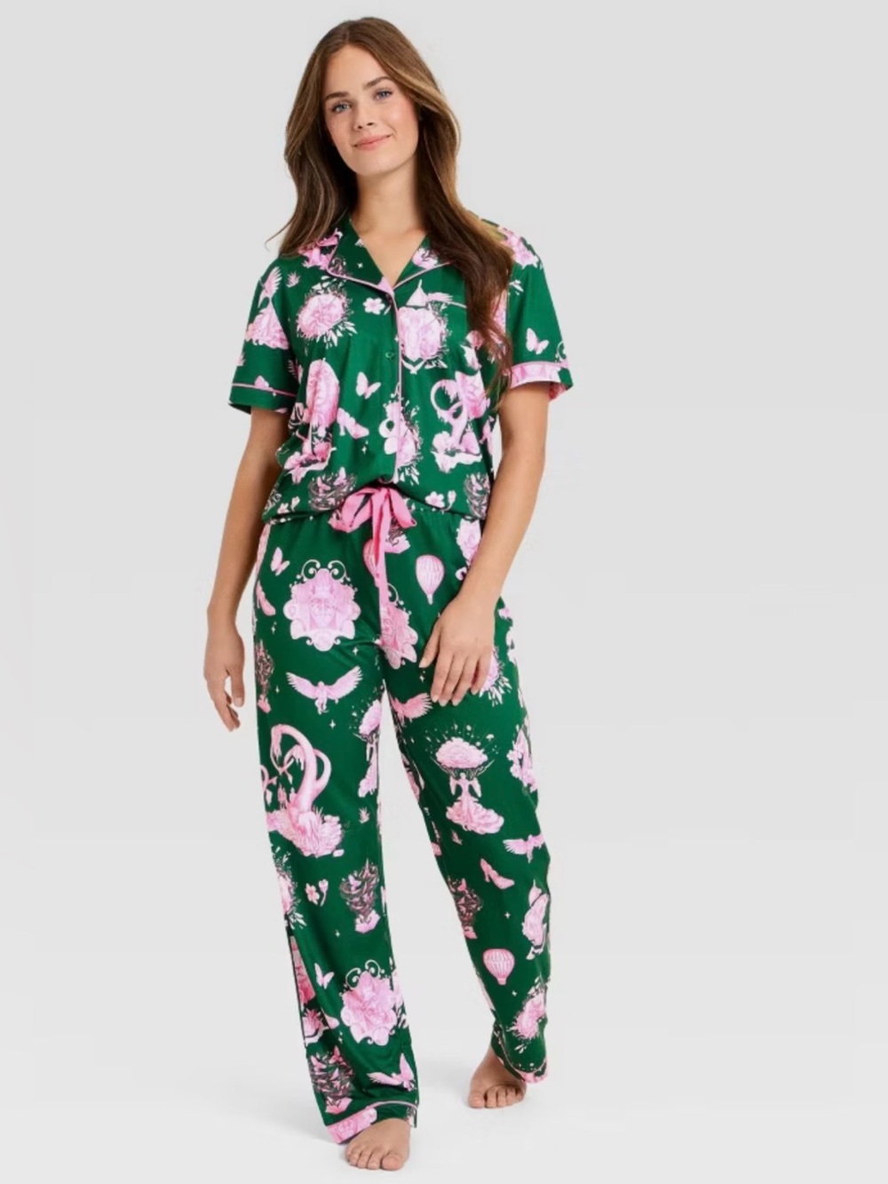 NEW Wicked Limited Edition Katie Kime pajama short sleeve pants button-down set